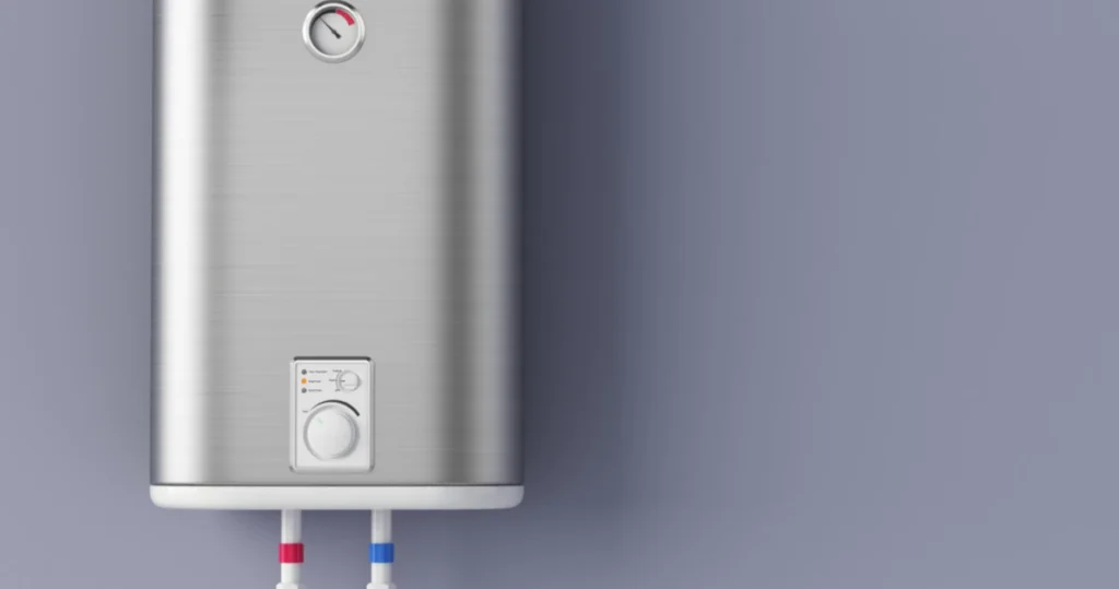 Tankless water heater installed on wall