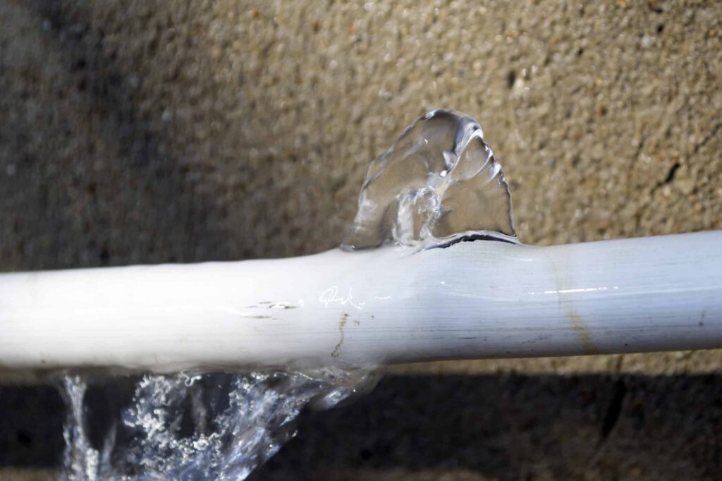 Pipe leaking water